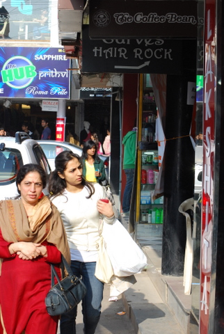 Shoppers in Delhi's M-Block Market